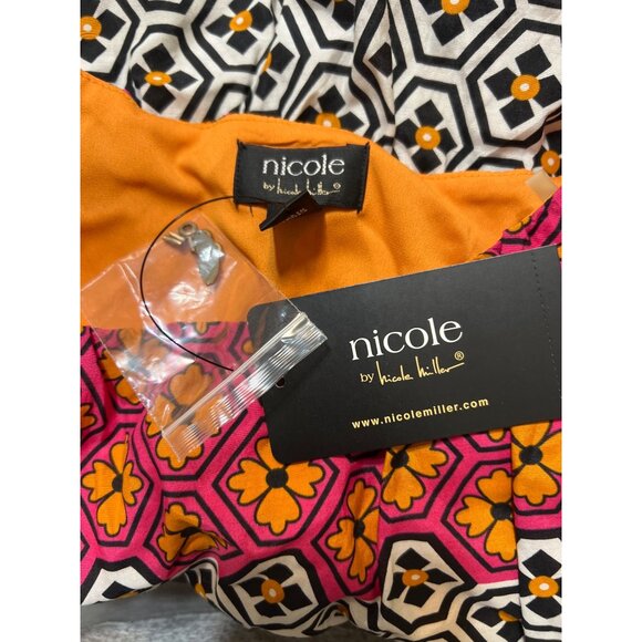 Nicole Miller Multicolor Geometric Floral Print Sleeveless Shirt Sz M NWT - Picture 5 of 5